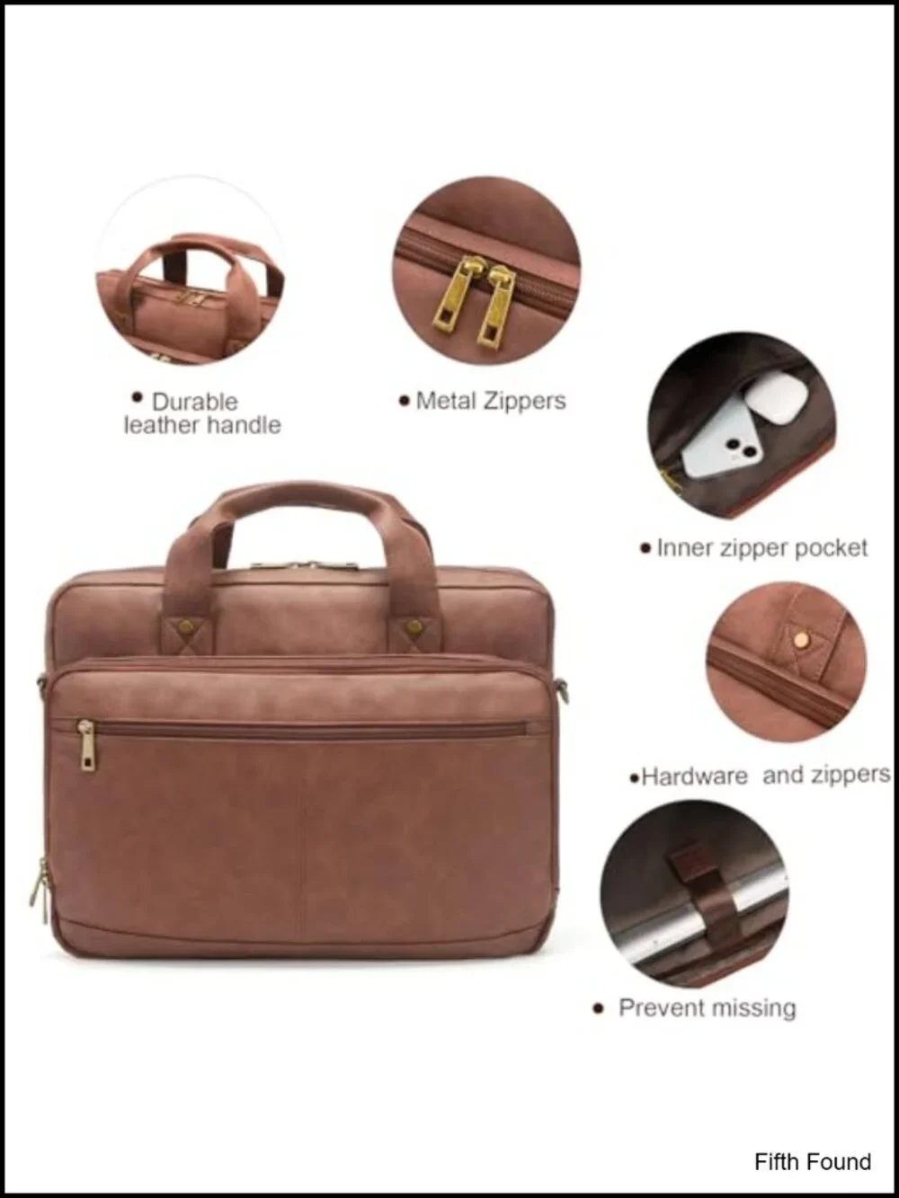 Men's Leather Briefcase 16 Inch Messenger Crossbody Laptop Bag Business Work